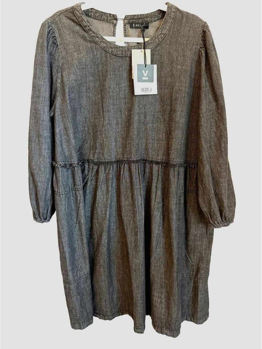 NWT Very J 2X Black Denim Long Sleeve Casual Dress Pockets Fall Autumn Workwear